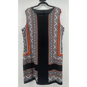 Boho Geometric Shift Dress ILE Sz 18 Indie Folk Retro Festival Goth Chic Vibes